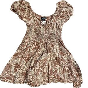 Angie Terracotta and Cream Patterned Dress
